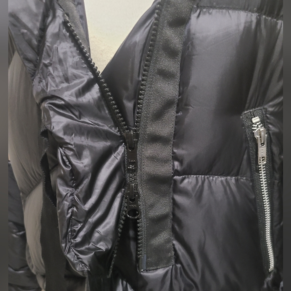 JULIETTE FABBRI Asymmetrical Down Puffer Jacket Black Sz 1 US Sz Small - Picture 13 of 16